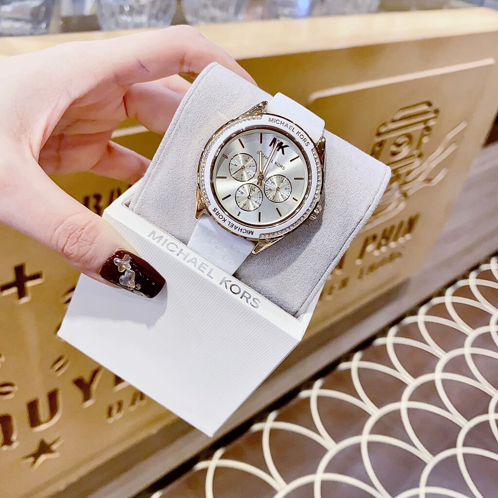 Michael Kors Jessa Quartz Gold Dial White Silicone Strap Watch For Women - MK7267 Buy Now By Michael Kors