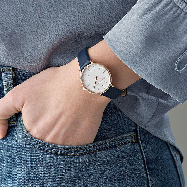 Michael Kors Pyper Analog White Dial Black Leather Strap Watch For Women - MK2804 Buy Now By Michael Kors