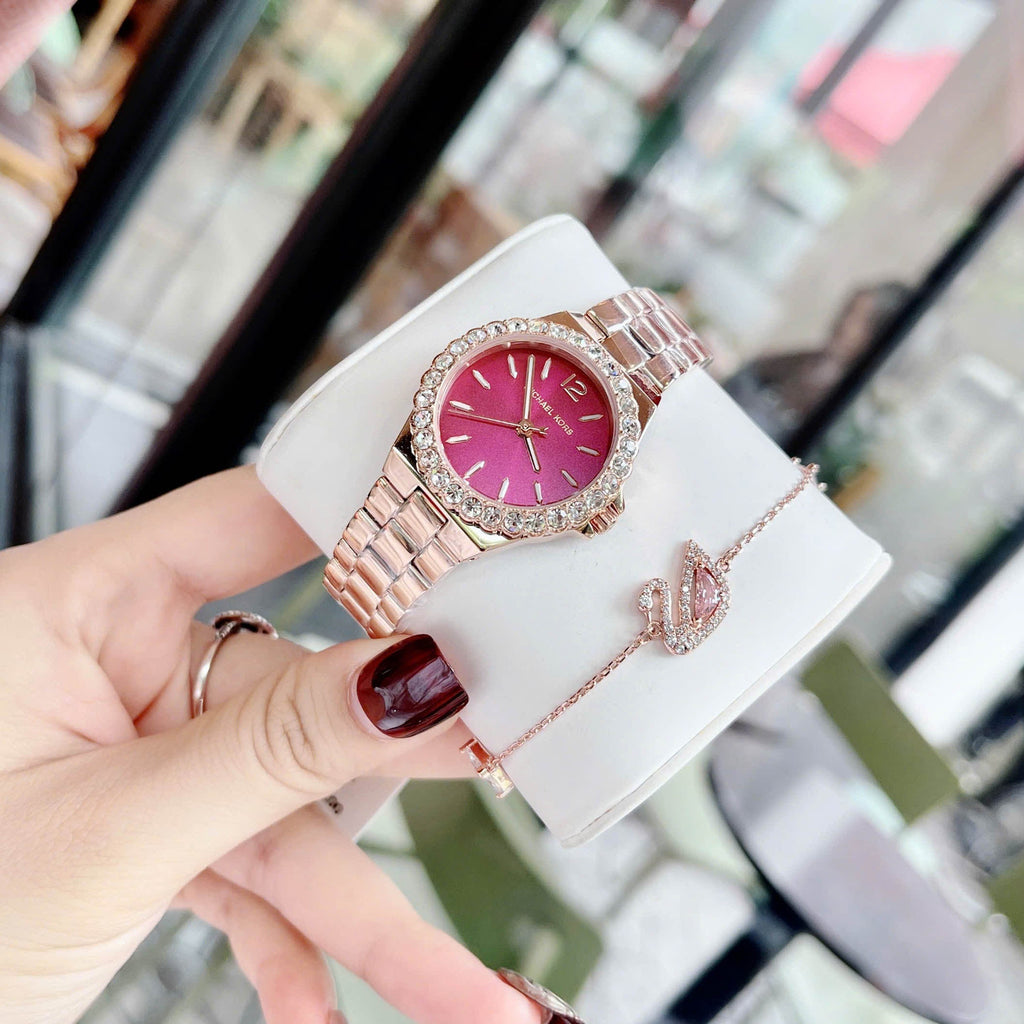 Michael Kors Lennox Analog Pink Dial Rose Gold Steel Strap Watch For Women - MK7396 Buy Now By Michael Kors