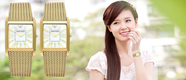 Emporio Armani Super Slim Quartz White DIal Gold Mesh Bracelet Watch For Women - AR2017 Buy Now By Emporio Armani