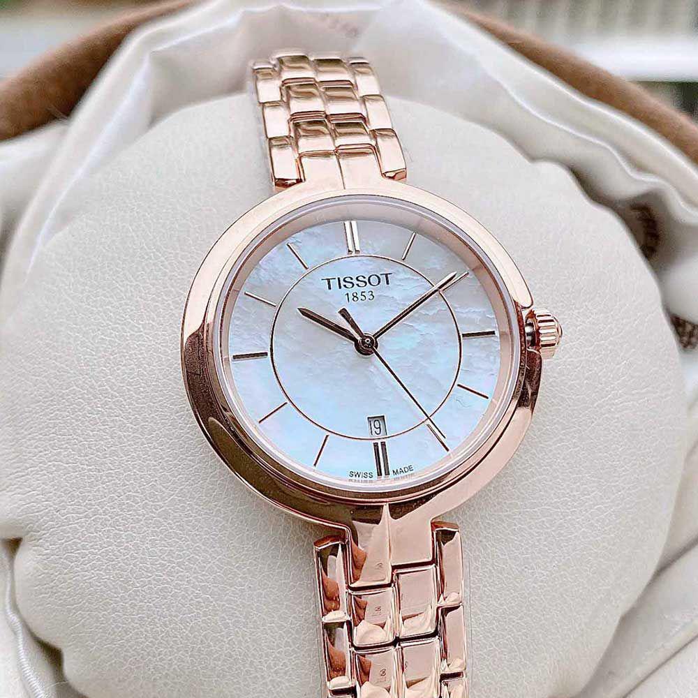Tissot T Lady Flamingo Mother of Pearl Dial Rose Gold Steel Strap Watch For Women - T094.210.33.116.02 Buy Now By Tissot