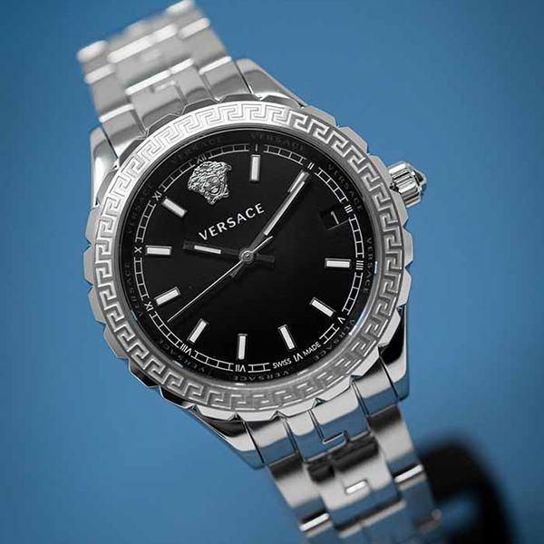 Versace Hellenyium Black Dial Silver Steel Strap Watch for Women - V12020015 Buy Now By Versace