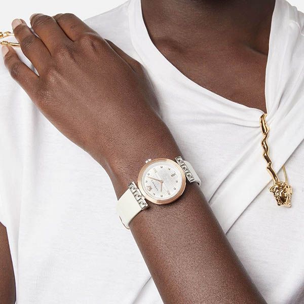 Versace Greca White Dial White Leather Strap Watch for Women - VELW00120 Buy Now By Versace