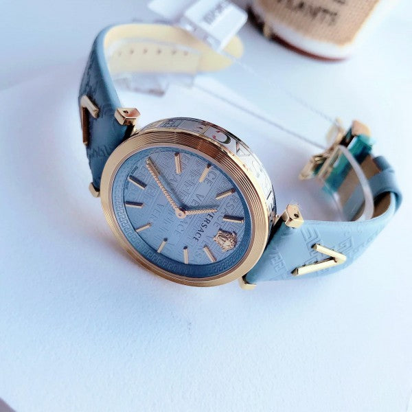 Versace V-Twist Blue Dial Blue Leather Strap Watch for Women - VELS00319 Buy Now By Versace