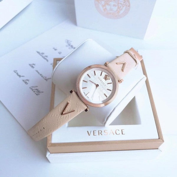Versace V-Twist White Dial White Leather Strap Watch for Women - VELS00419 Buy Now By Versace