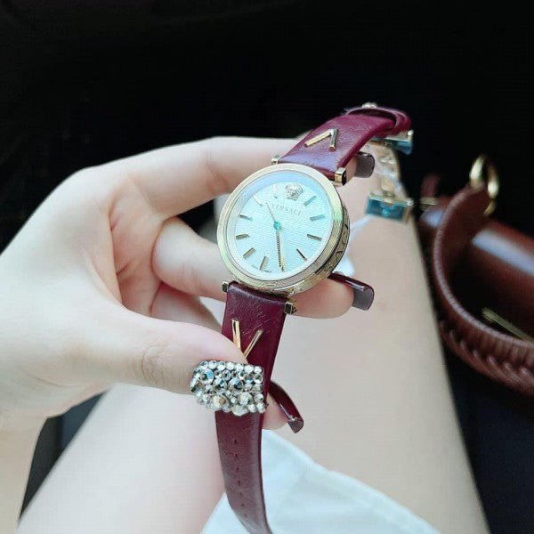 Versace V-Twist Silver Dial Red Leather Strap Watch for for Women - VELS00519 Buy Now By Versace