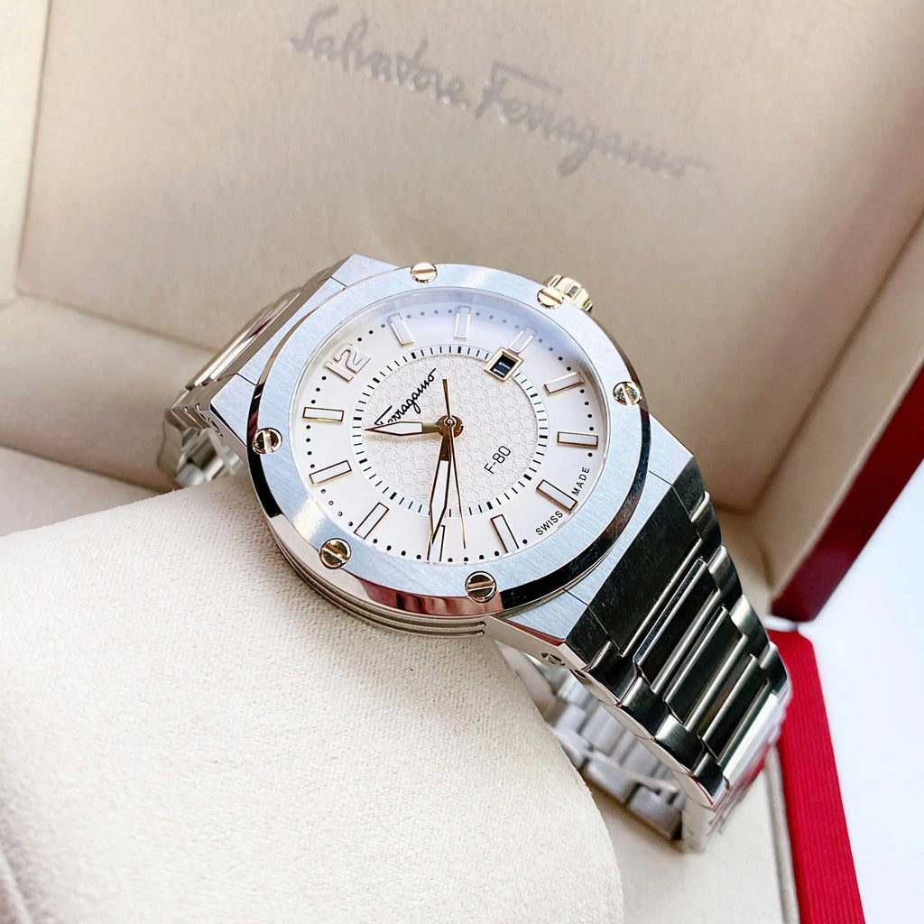 Salvatore Ferragamo F-80 Classic Silver Dial Silver Steel Strap Watch for Men - SFHY02922 Buy Now By Salvatore Ferragamo