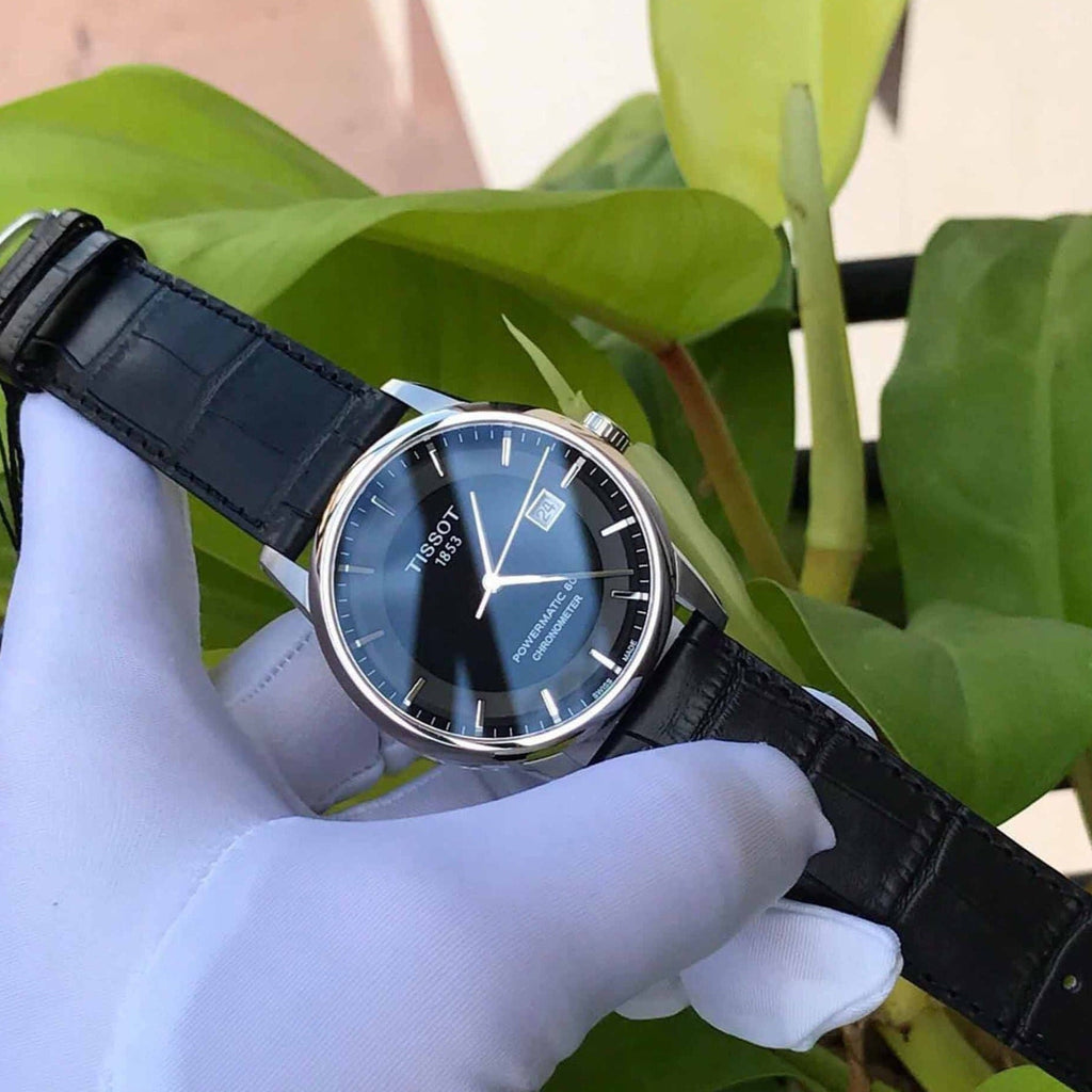 Tissot T Classic Luxury Powermatic 80 Black Dial Black Leather Strap Watch For Men - T086.408.16.051.00 Buy Now By Tissot