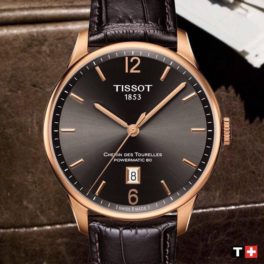 Tissot T Classic Chemin Des Tourelles Powermatic 80 Brown Dial Brown Leather Strap Watch for Men - T099.407.36.447.00 Buy Now By Tissot
