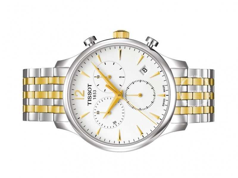 Tissot T Classic Tradition Chronograph White Dial Two Tone Steel Strap Watch For Men - T063.617.22.037.00 Buy Now By Tissot
