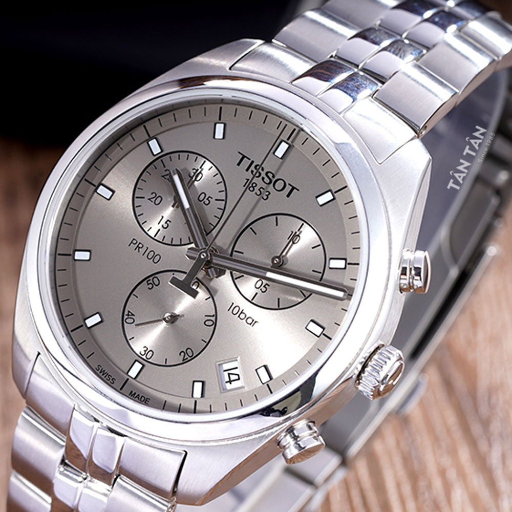 Tissot PR 100 Chronograph Grey Dial Silver Steel Strap Watch for Men - T101.417.11.071.00 Buy Now By Tissot