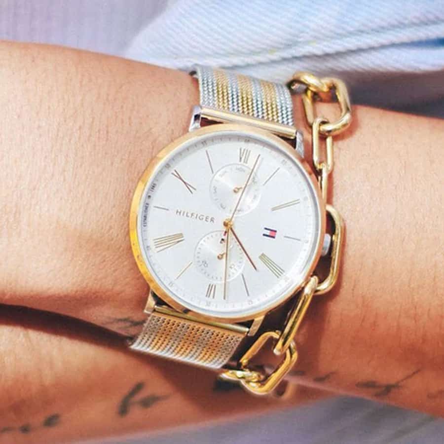 Tommy Hilfiger Jenna Quartz White Dial Two Tone Mesh Bracelet Watch for Women - 1782074 Buy Now By Tommy Hilfiger