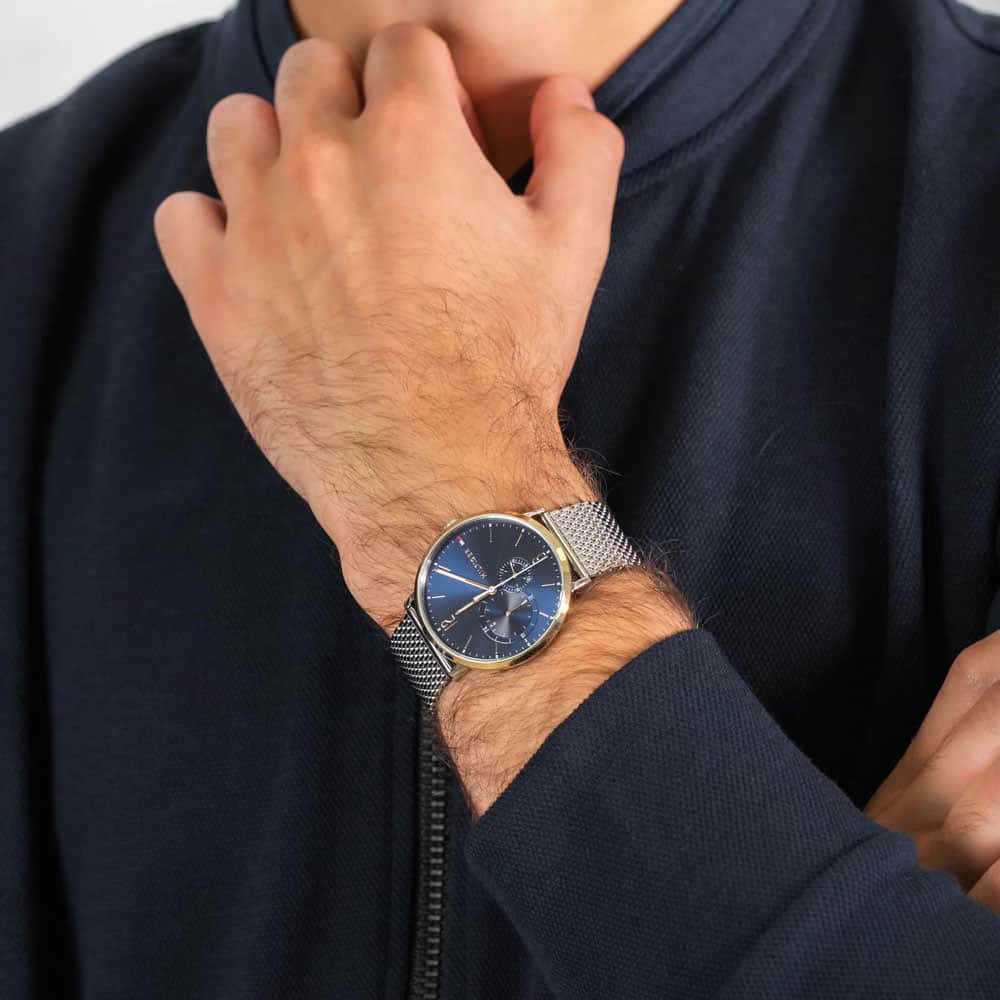 Tommy Hilfiger Brooklyn Quartz Blue Dial Silver Mesh Bracelet Watch for Men - 1791505 Buy Now By Tommy Hilfiger