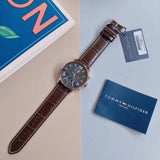 Tommy Hilfiger Aiden Quartz Blue Dial Brown Leather Strap Watch for Men - 1791308 Buy Now By Tommy Hilfiger