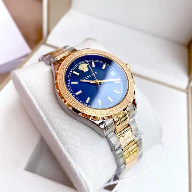 Versace Hellenyium Blue Dial Two Tone Steel Strap Watch for Women - V12060017 Buy Now By Versace