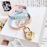 Versace Medusa Lock Icon Quartz Gold Dial Pink & Blue Leather Strap Watch For Women - VEDW00219 Buy Now By Versace