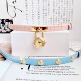 Versace Medusa Lock Icon Quartz Gold Dial Pink & Blue Leather Strap Watch For Women - VEDW00219 Buy Now By Versace