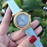 Versace V-Motif Grey Dial Blue Leather Strap Watch for Women - VERE00318 Buy Now By Versace