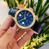 Versace Univers Navy Blue Dial Navy Blue Leather Strap Watch for Men - VEBK00318 Buy Now By Versace