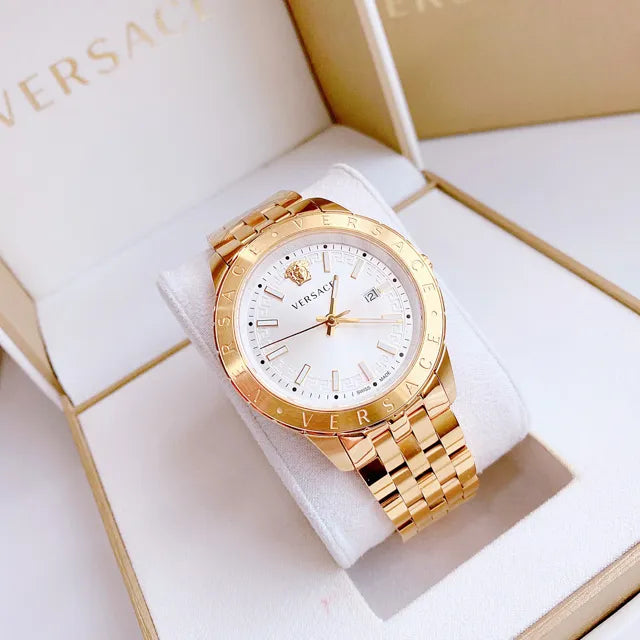 Versace Univers Quartz White Dial Gold Steel Strap Watch for Men - VEBK00518 Buy Now By Versace