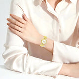 Versace V-Flare Quartz Silver Dial Gold Steel Strap Watch for Women - VEBN00818 Buy Now By Versace