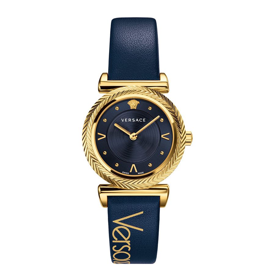 Versace Greca Blue Dial Blue Leather Strap Watch for Women - VERE00218 Buy Now By Versace