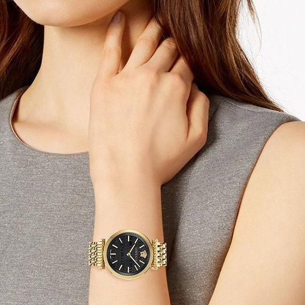 Versace V-Twist Black Dial Gold Mesh Bracelet Watch for Women - VELS00819 Buy Now By Versace