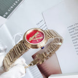 Versace Virtus Mini Quartz Red Dial Gold Steel Strap Watch For Women - VET300321 Buy Now By Versace