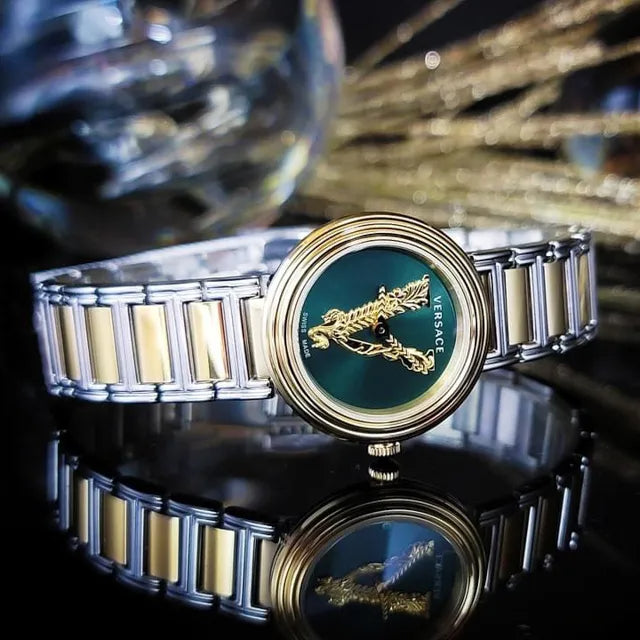 Versace Virtus Quartz Green Dial Two Tone Steel Strap Watch For Women - VET300821 Buy Now By Versace