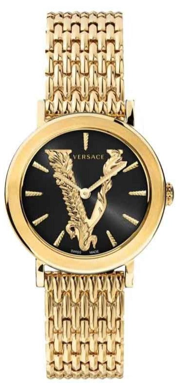 Versace Virtus Quartz Black Dial Gold Steel Strap Watch for Women - VEHC00619 Buy Now By Versace