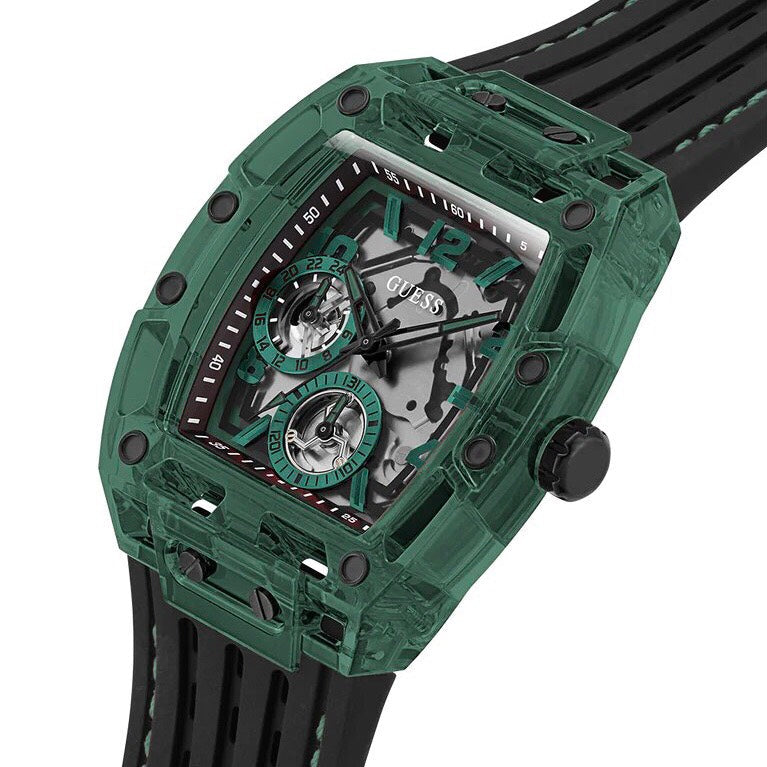 Guess Phoenix Analog Black Dial Black Silicone Strap Watch For Men- GW0499G7 Buy Now By Guess