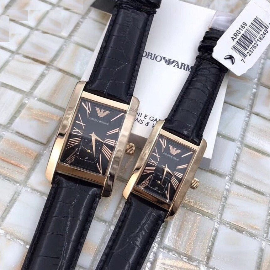 Emporio Armani Classic Black Dial Black Leather Strap Watch For Men - AR0168 Buy Now By Emporio Armani