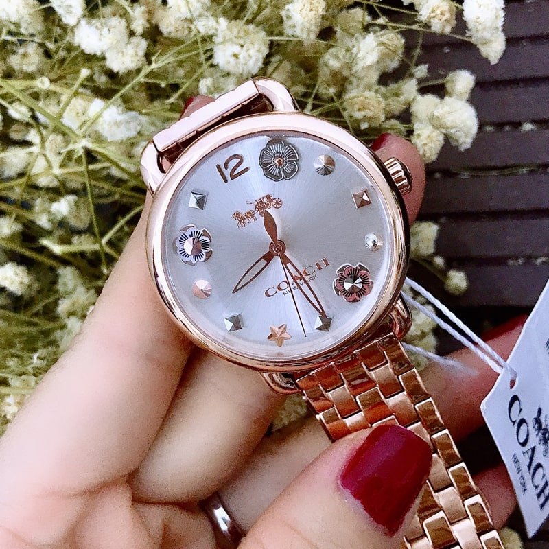 Coach Delancey White Dial Rose Gold Tone Stainless Steel Watch For Women - 14502811 Buy Now By Coach