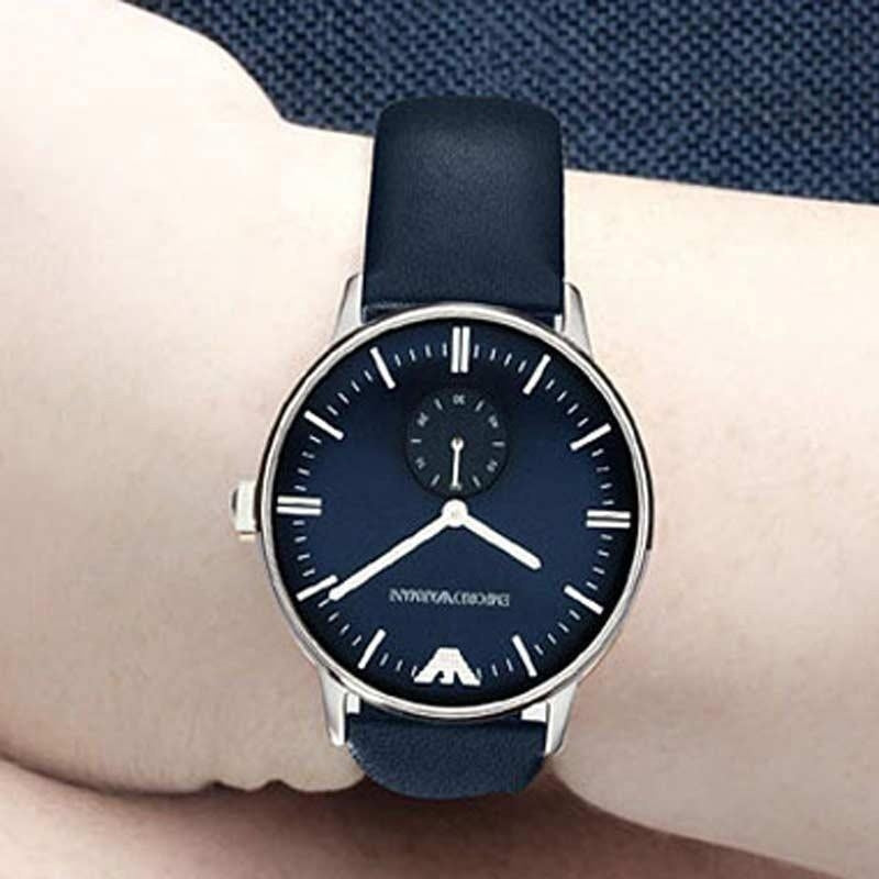 Emporio Armani Analog Quartz Blue Dial Blue Leather Strap Watch For Men - AR1647 Buy Now By Emporio Armani