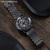 Emporio Armani Automatic Multifunction Black Dial Black Mesh Bracelet Watch For Men - AR60025 Buy Now By Emporio Armani