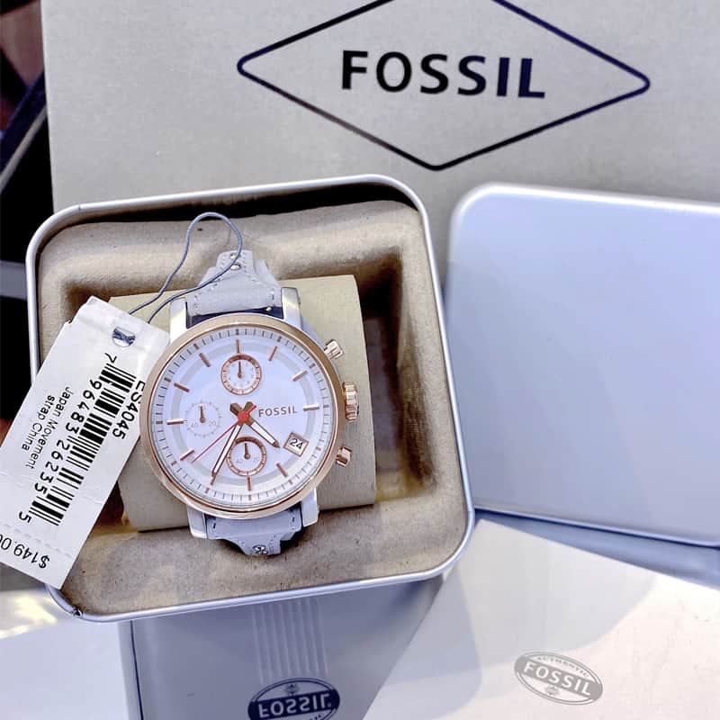 Fossil Original Boyfriend White Dial Light Blue Leather Strap Watch for Women - ES4045 Buy Now By Fossil