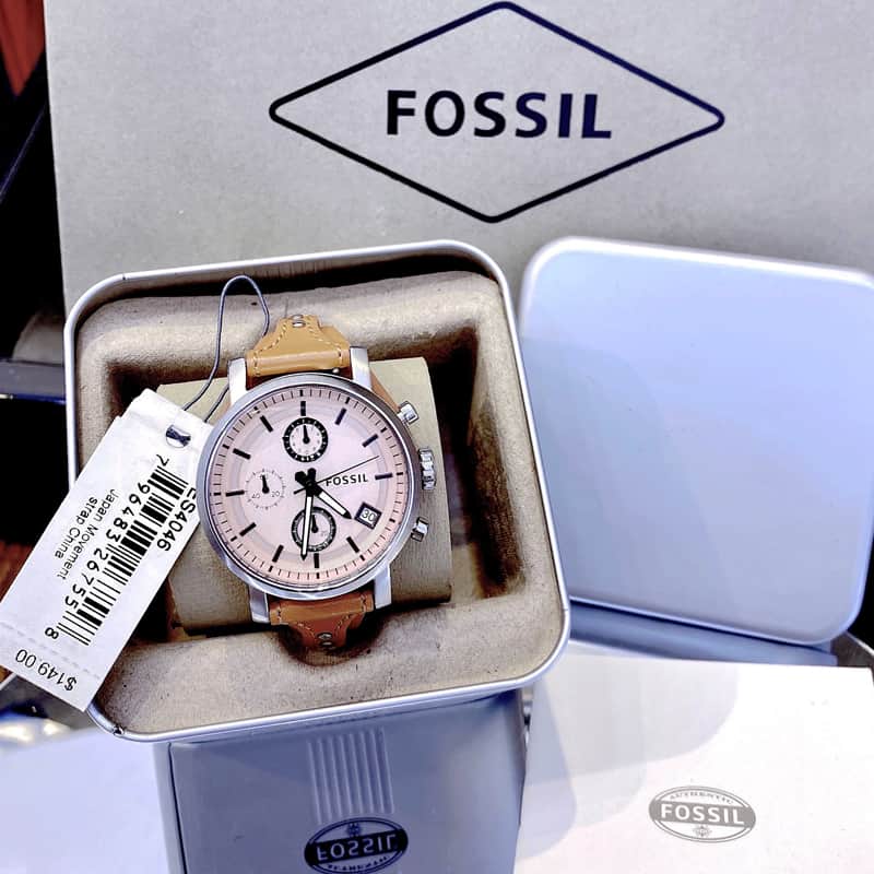 Fossil Original Boyfriend Sport Chronograph Beige Dial Brown Leather Strap Watch for Women - ES4046 Buy Now By Fossil