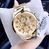 Guess Analog Chronograph Gold Dial Gold Steel Strap Watch for Men - W0075G5 Buy Now By Guess