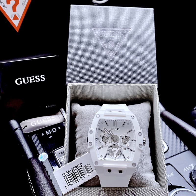 Guess Phoenix Multifunction White Dial White Rubber Strap Watch for Men - GW0203G2 Buy Now By Guess