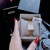 Guess Vanity Diamonds Silver Dial Gold Steel Strap Watch for Women - W1030L4 Buy Now By Guess