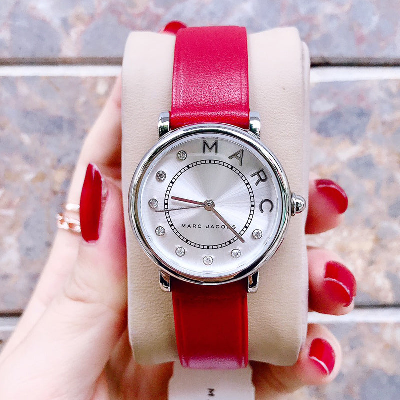 Marc Jacobs Roxy Silver Dial Red Leather Strap Watch for Women - MJ1632 Buy Now By Marc Jacobs