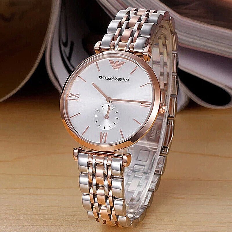 Emporio Armani Retro Silver Dial Two Tone Steel Strap Watch For Men - AR1677 Buy Now By Emporio Armani