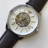 Emporio Armani Meccanico White Dial Brown Leather Strap Watch For Men - AR1946 Buy Now By Emporio Armani