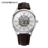 Emporio Armani Meccanico White Dial Brown Leather Strap Watch For Men - AR1946 Buy Now By Emporio Armani