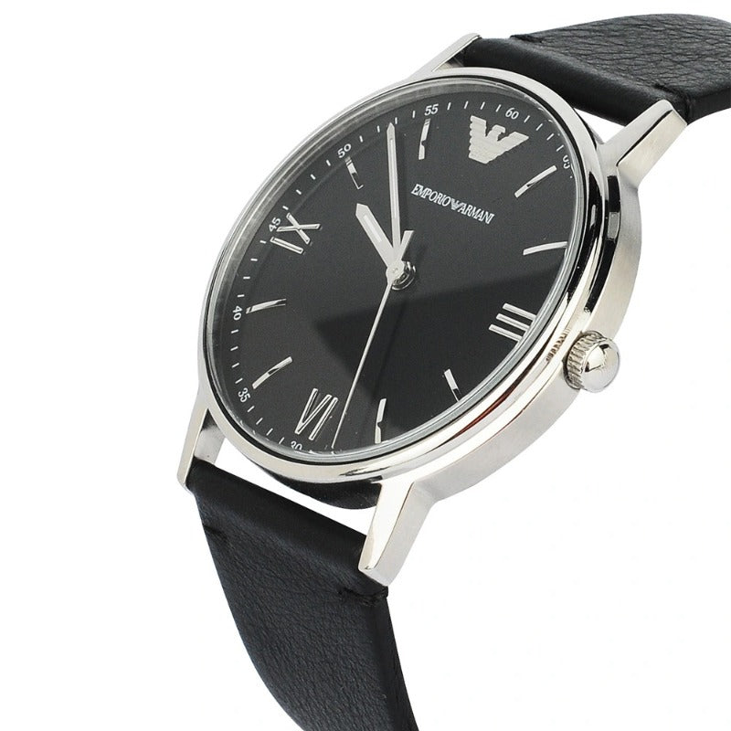 Emporio Armani Kappa Analog Quartz Black Dial Black Leather Strap Watch For Men - AR11013 Buy Now By Emporio Armani