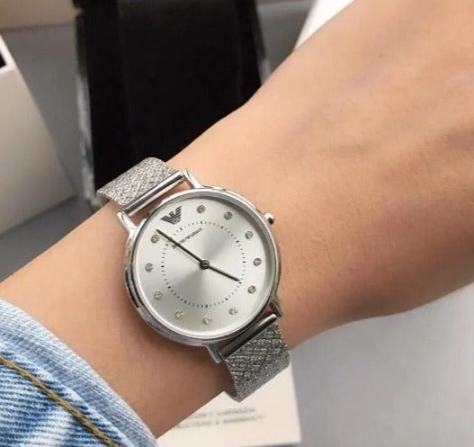 Emporio Armani Kappa Silver Dial Silver Mesh Bracelet Watch For Women - AR11128 Buy Now By Emporio Armani