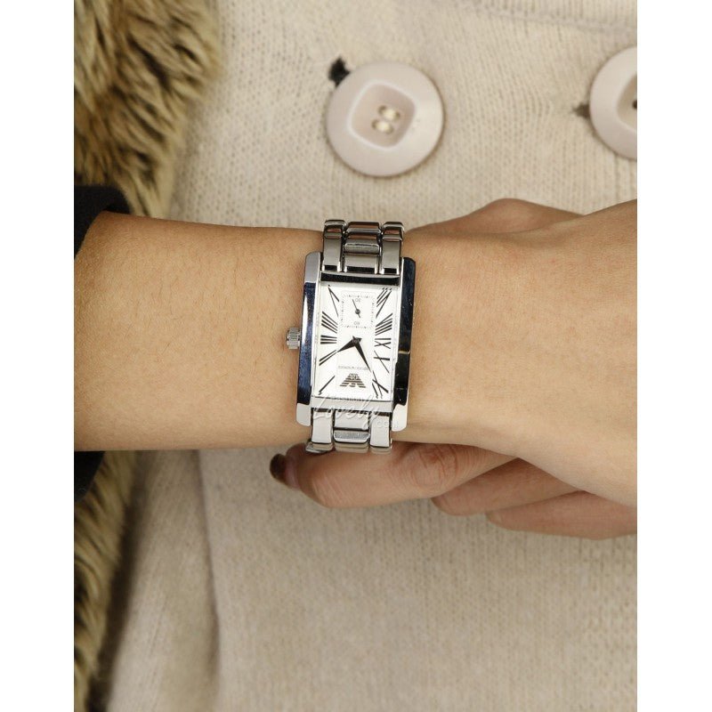 Emporio Armani White Dial Silver Stainless Steel Watch For Women - AR0146 Buy Now By Emporio Armani