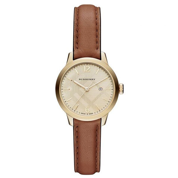 Burberry The Classic Champagne Gold Dial Brown Leather Strap Watch for Women - BU10101 Buy Now By Burberry