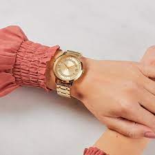 Guess Montauk Gold Dial Gold Steel Strap Watch for Women - W0933L2 Buy Now By Guess