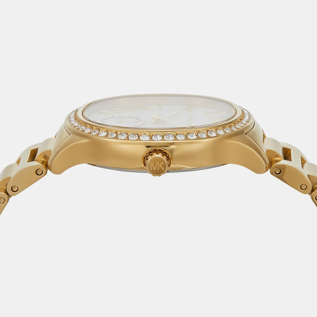 Michael Kors Sage Three-Hand Mother of Pearl White Dial Gold Steel Strap Watch for Women - MK4805 Buy Now By Michael Kors